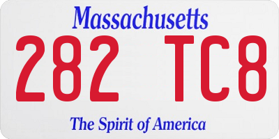 MA license plate 282TC8