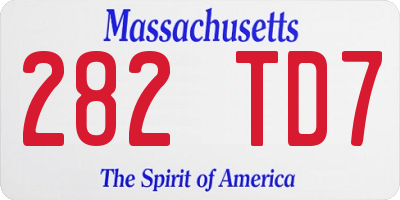 MA license plate 282TD7