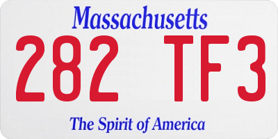 MA license plate 282TF3