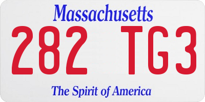 MA license plate 282TG3
