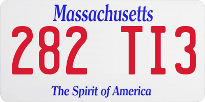 MA license plate 282TI3