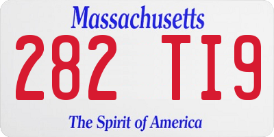 MA license plate 282TI9