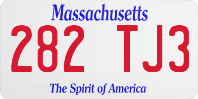 MA license plate 282TJ3