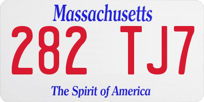 MA license plate 282TJ7