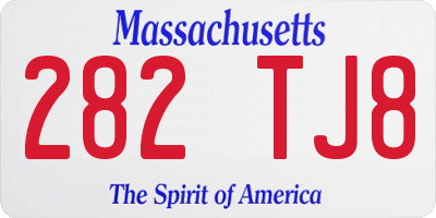 MA license plate 282TJ8