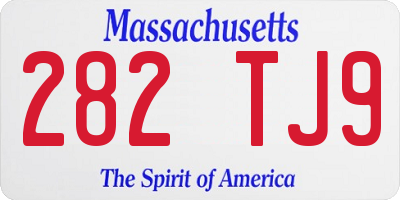 MA license plate 282TJ9