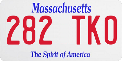 MA license plate 282TK0