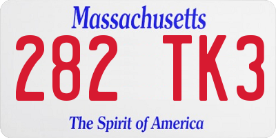 MA license plate 282TK3