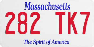 MA license plate 282TK7