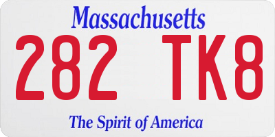 MA license plate 282TK8
