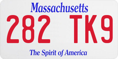 MA license plate 282TK9