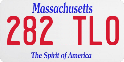 MA license plate 282TL0