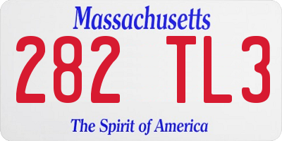 MA license plate 282TL3