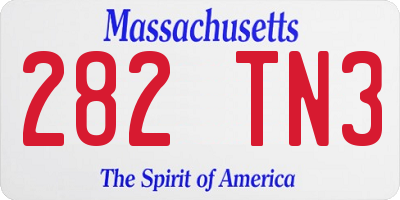 MA license plate 282TN3