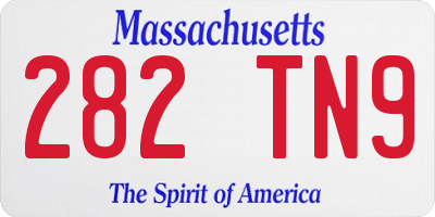 MA license plate 282TN9