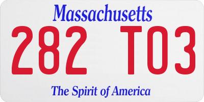 MA license plate 282TO3