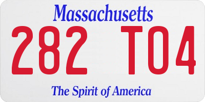 MA license plate 282TO4