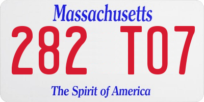 MA license plate 282TO7