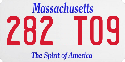MA license plate 282TO9