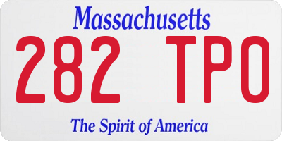 MA license plate 282TP0