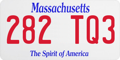 MA license plate 282TQ3