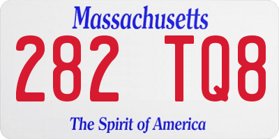 MA license plate 282TQ8