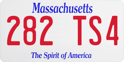 MA license plate 282TS4