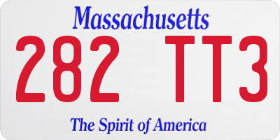 MA license plate 282TT3