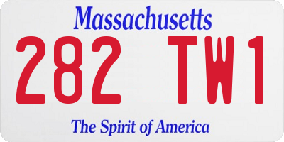 MA license plate 282TW1