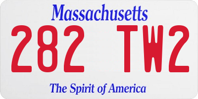 MA license plate 282TW2