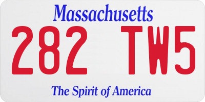 MA license plate 282TW5