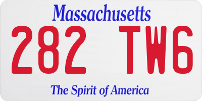 MA license plate 282TW6