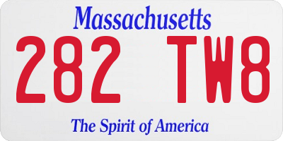 MA license plate 282TW8