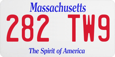 MA license plate 282TW9