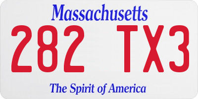 MA license plate 282TX3