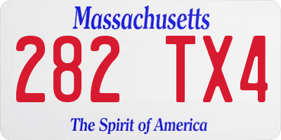 MA license plate 282TX4