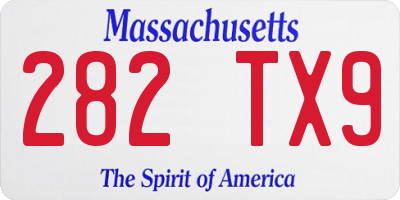 MA license plate 282TX9