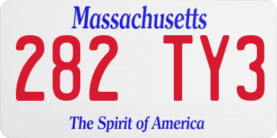 MA license plate 282TY3