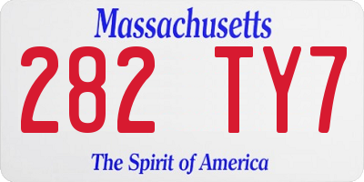 MA license plate 282TY7