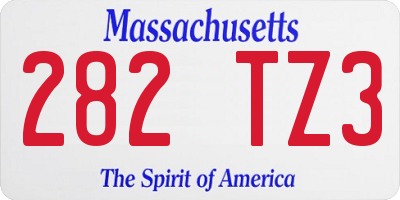 MA license plate 282TZ3