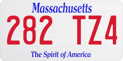 MA license plate 282TZ4