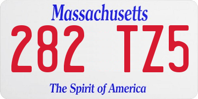 MA license plate 282TZ5