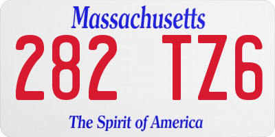 MA license plate 282TZ6