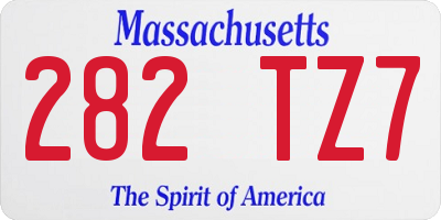 MA license plate 282TZ7