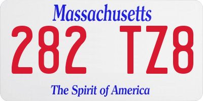 MA license plate 282TZ8