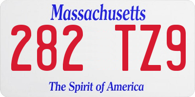 MA license plate 282TZ9