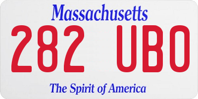 MA license plate 282UB0