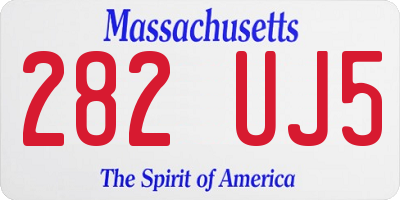 MA license plate 282UJ5
