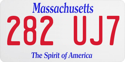 MA license plate 282UJ7