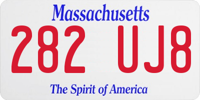 MA license plate 282UJ8